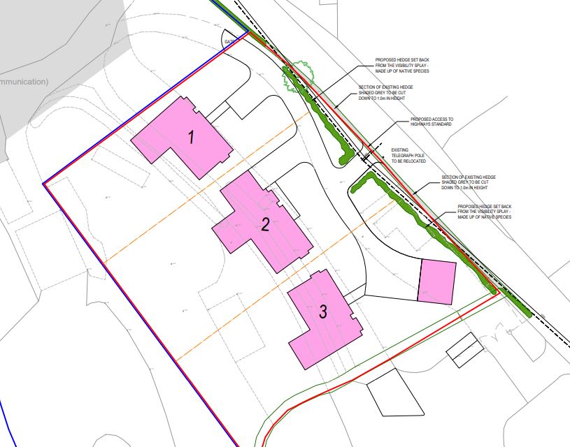 block view of 3 proposed homes at Windmill Farm in Silver Hill